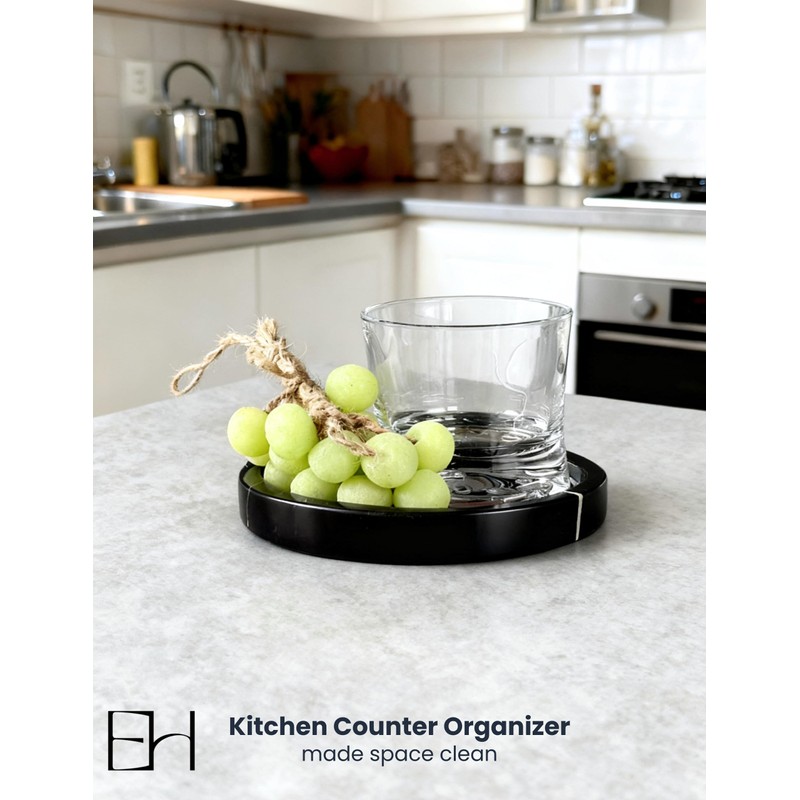 EXCHUES Marble Tray - 6" Jewelry Dish & Vanity Decor,