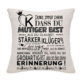 Bommex Inspirational Gift A-Z Initials DASS Du Bold Pillowcases for Women Men Girls Boys Sister Friends Mum Dad Grandma Daughter Son Positive Gift Birthday (K)