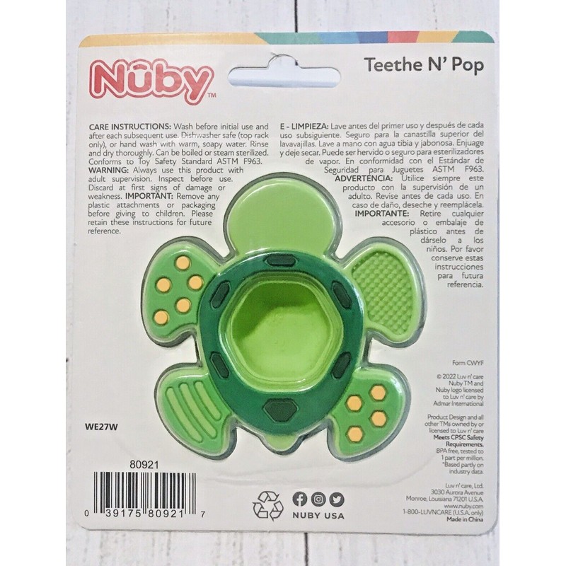 Nûby Nuby Teethe N Pop Sensory Play Teether Green Turtle