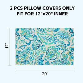 BUPPLEE Outdoor Lumbar Pillows Waterproof Covers 2 Pack 12×20 Inch, Decorative Toss Pillows Covers, Rain-Proof, Fade Resistant for Patio Furniture, Sofa, Couch, Garden