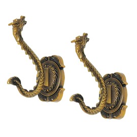 MfhdgXAvs Vintage Wall Hooks Heavy Duty Wall Mounted, Vintage Hooks 2Pcs Coat Hooks Decorative Hook for Coats, Towels, Keys & Purse Rust Resistant & Easy Installation Kit Included (Bronze Dragon)