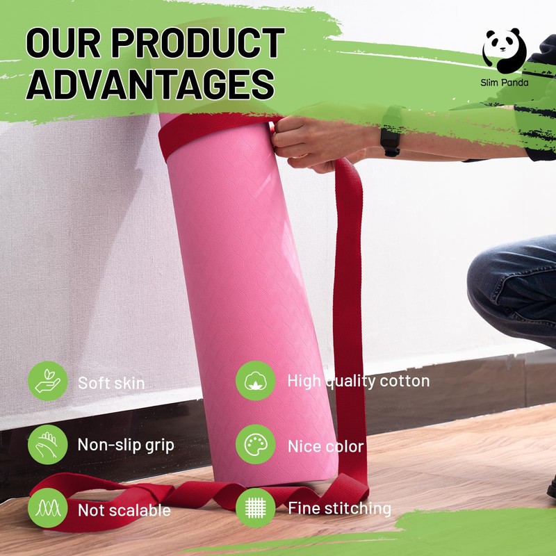 Slim Panda Yoga Mat Straps for Carrying, Adjustable Yoga Mat