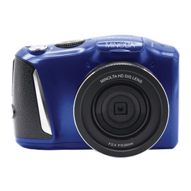 Minolta 48MP Digital Camera – 4K Ultra HD Video, 16X Digital Zoom, 3.0” LCD Screen, Anti-Shake, Time Lapse, Face Detection, Color Filters, Scene Modes, 32GB Card (Blue)