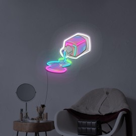 Vital Neon Nail Polish Spilling Sign - LED Neon Light, Pop Art Wall Decor, Beauty Room Lighting, Home Art, USB Plug, Ideal Gift for Nail Art Fans, Salon Decor, Unique Neon Nail Art Decor