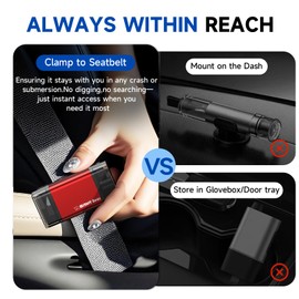 MightY Bear Pack of 2, Car Window Breaker Seatbelt Cutter, 2-in-1 Car Emergency Tool, Underwater Glass Breaker for Traffic Accidents and Family Rescue - Red