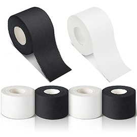 4 Rolls Athletic Tape Finger Tape Athletic Sport Tape Prewrap No Sticky Easy to Tear Residue Sport Tape Wrist Wrap for Athletic, Trainers Boxing, Football or Climbing, 1.5 Inch x 33 Feet, Black, White