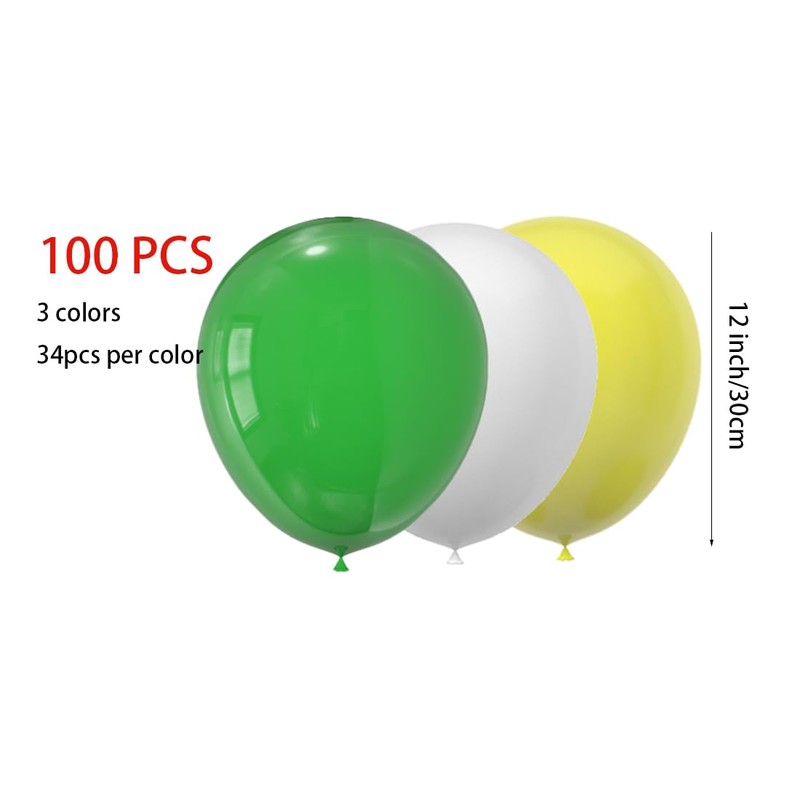JODIDI 100 Pcs 12 Inch Latex Balloons in Green, White