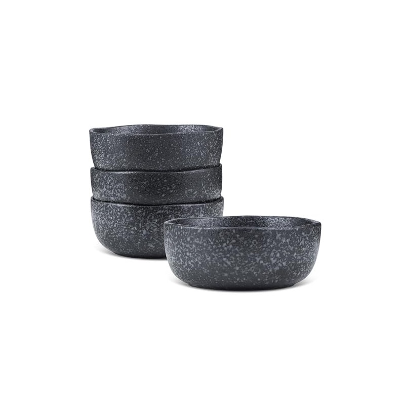 Stone Lain Stoneware Dish Set, 4 Bowls, Tom - Black