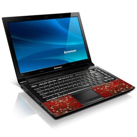 LSS 17 17.3 Inches Laptop Notebook Skin Sticker with 2 Wrist Pads - Reusable Cover Protector Vinyl Sticker Cover Decal Fits 17" - 19" HP Asus Acer Samsung - Red Almond Trees Pattern