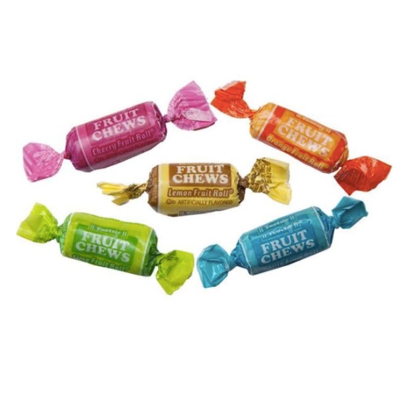 Tootsie Fruit Chews 5-Flavor Individually Wrapped Bulk Multicolored Taffy Candy
