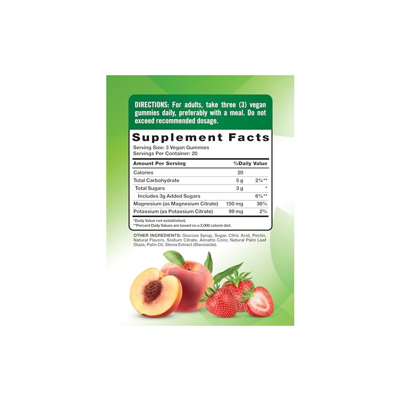 Natures Truth Citrato de Potasio Magnesio 60 Gomitas Veganas Suplemento