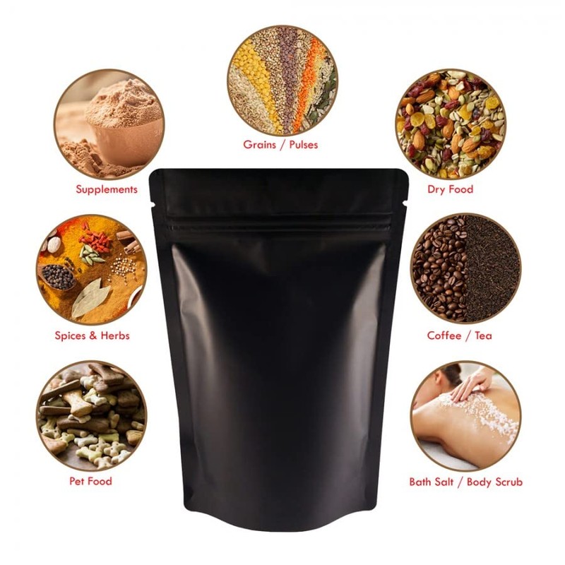 RIGHTPAK Stand Up Pouch Black Matt 50 Pieces 12cm x