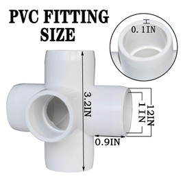 12Pack 5-Way 3/4Inch PVC Fittings, Heavy Duty Furniture Grade PVC Pipe Connectors, White 5 Way Side Outlet Tees, PVC Elbow Corner Fittings for Building PVC Furniture Greenhouse Shed Tent Storage Frame