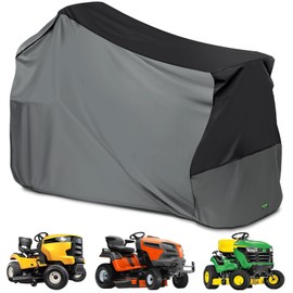 Premium Riding Lawn Mower Cover, Elechomes Heavy Duty 600D Polyester Oxford UV Protection Waterproof Windproof Universal Fits Decks Up to 60" Lawn Mower Dust Covers with Storage Bag 82.5x46x55 Inch
