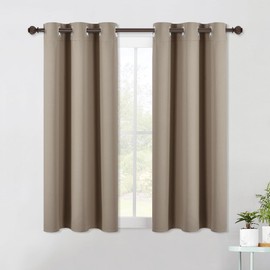 NICETOWN - Cortinas opacas para cocina, para recámara, color gris pardo, 2 paneles, 42 pulgadas de ancho x 45 pulgadas de largo, con aislamiento térmico y ojales en la parte superior