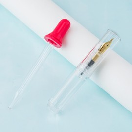 erofa Majohn Wancai Mini Eyedropper Fountain Pen Fine Nib, Transparent Resin Pocket Size Travel Short Pen