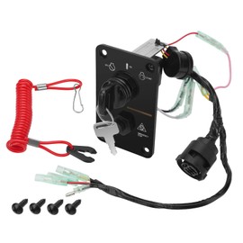 JAVIK 704-82570-08-00 Main Switch Panel Outboard Single Engine Key Switch Panel Assembly for Yamaha Outboard 2-Stroke and 4-Stroke 704-82570-12-00