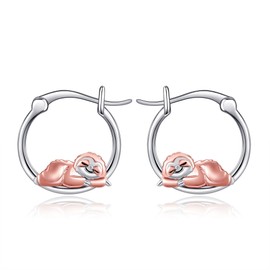 CUPENDA Sterling Silver Sloth Hoop Earrings - Jewelry Gifts for Women