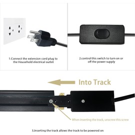 Bravsekai Black Track Lighting Live End Cord, 4.92FT H Track Live End Feed Connector, Suitable for H Type Single Circuit 3-Wire-1 Track Lighting Systems
