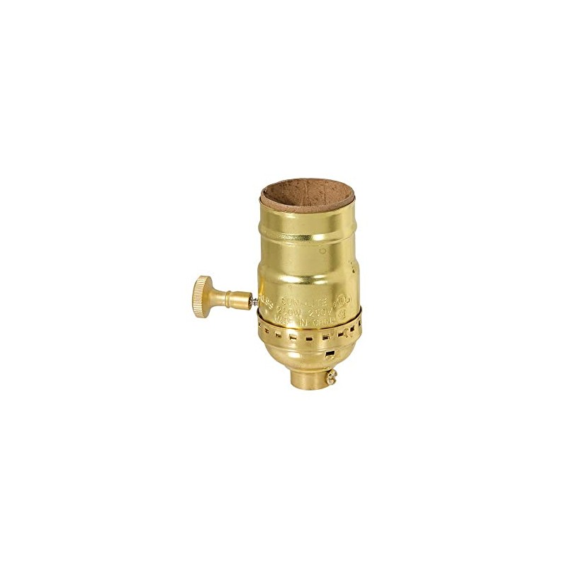 B&P Lamp® Brass Turn Knob Sockets, Unfinished Brass, 3-Way Function,