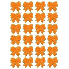 Paquete de 24 parches de felpilla con lazo, parches de coqueta naranja para planchar para ropa, bordado de tela, para vaquero, mochila, sombrero, chamarra, zapatos para niña, apliques decorativos