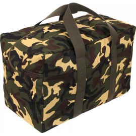 Rothco Canvas Cargo Bag Tactical Heavy Duty Cotton Large Military Parachute Duffle Bag - Woodland Camouflage