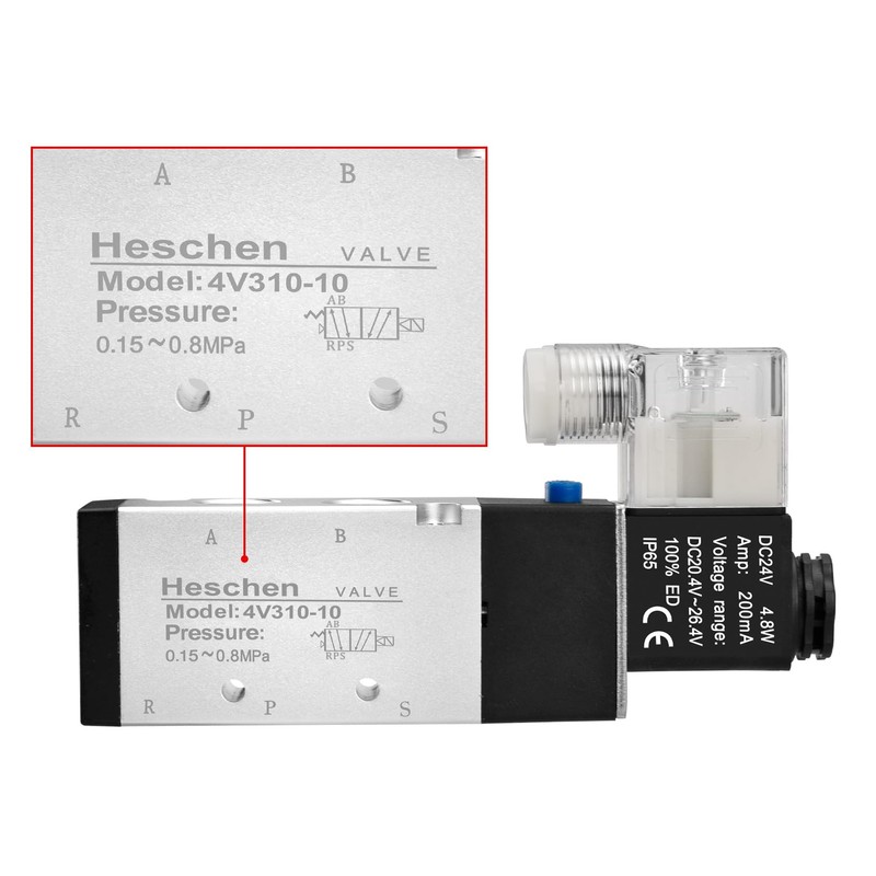 Heschen Electric Pneumatic Solenoid Valve 4V310-10 24V DC 3.0W PT3/8