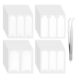 ElevateTech Adesivo per manicure francese, 40 fogli, per manicure francese, 4 stili, bianco, mezzaluna francese, per nail art