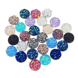 120 Pieces 12 Colors Round Flat Back Resin Cabochon Cameo Faux Druzy Cabochons for Jewelry Making (12mm)