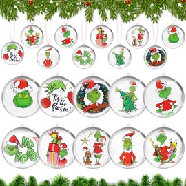Clear Christmas Baubles, Pack of 10, 7 cm Plastic Fillable Christmas Baubles with Round Card, Acrylic Clear Christmas Tree Decoration Baubles, for Filling Christmas Decorations