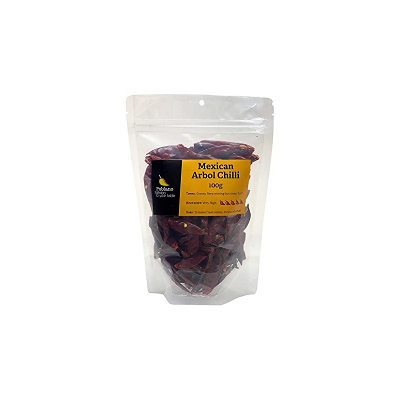 Poblano Mexican Arbol Dry Chillies, 100 g