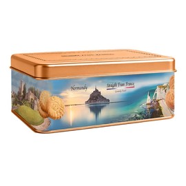 Straight from France Genuinely French Shortbread Cookies, 50 Butter Cookies Ideal for Tea, Coffee or a Snack in Normandy Themed Tin, 17.6 Oz