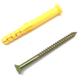 10 Set Screws and Anchors Set M6x80 Screw with 10x80 Plastic Expander Anchor Screw Hole Fillers and Screws Galvanized Plated for Drywall Hollow Wall Concrete Ceiling Tile Wood (Φ10-80mm,10set,M6 x 80)