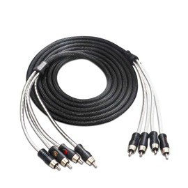 Recoil PCI412 Premium 100% Oxygen Free Copper 12ft 4-Channel RCA Audio Interconnects Cable (4X RCA Male to 4X RCA Male), Double Shielded with Noise Reduction