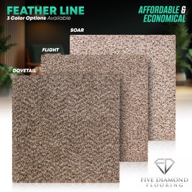 Feather Peel and Stick Carpet Tiles, Attached Cushion, Easy DIY Install, Soft Residential Carpet, American Made, Seamless Appearance, Plush (10 Tiles - 22.5 Square Feet) (Dovetail, 18x18)