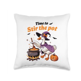 Happy Goose Stir The Pot Witchy Vibes Humor Throw Pillow