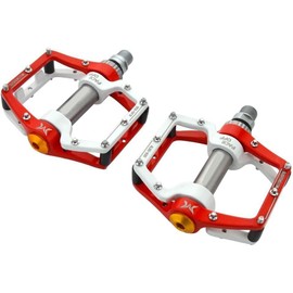 Redlution Bike Pedals Aluminum Alloy CNC bearing Shock Absorption Bicycle Cycling Pedals for Mountain And Road,1 Pair (Red)