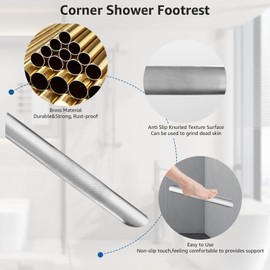 Pollock Shower Foot Rest for Shaving Legs Corner Shower Foot Rest Bar,Wall Mounted Shower Step Foot Stool Anti-Slip Shower Shaving Foot Rest Stand for Bathrooms,Hotel (Brushed Nickel)
