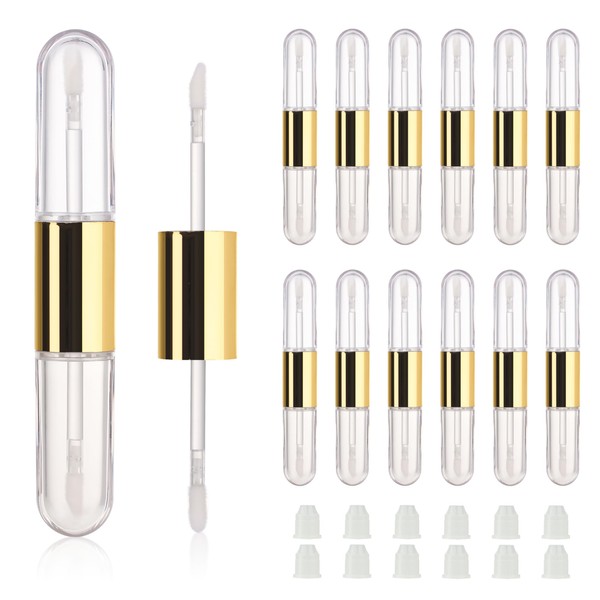 COSIDEA 12pcs Gold Flat 4ml*2 dual Ended lip gloss tubes