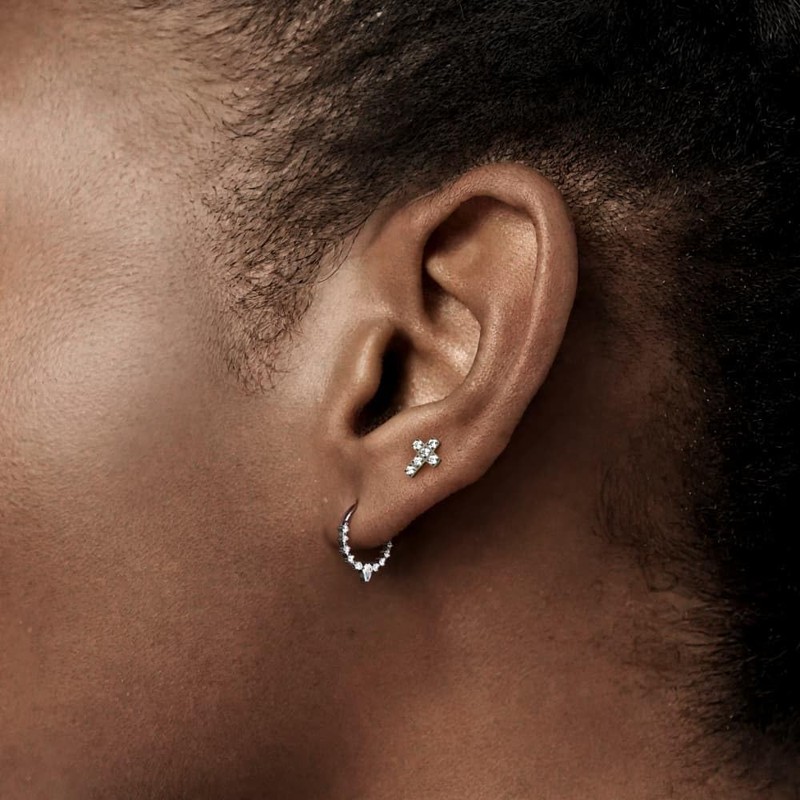 Osbourney ASTM F136 Titanium Septum Rings,16G/8-10mm CZ Floral Nose Ring