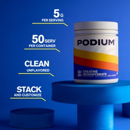 Podium Nutrition, Solos | Creatine Monohydrate, 50 Servings, Unflavored, Boost Athletic Performance | Podium Nutrition