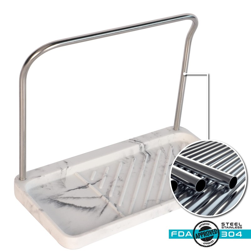 zccz Sponge Holder - Kitchen Sink Organizer Tray Stainless Steel