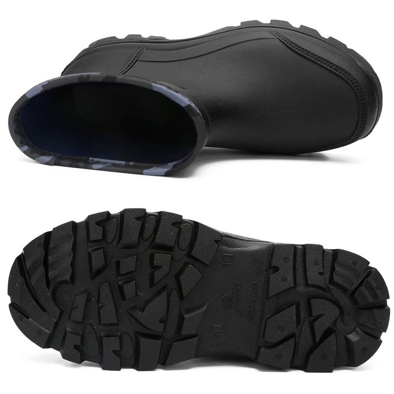 Enelauge Men's Waterproof Rain Short Boots Shoes Nonslip Rubber Rain