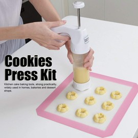 Cookie Press,Electric Cookie Press Gun with 12 Cookie Shapes Discs and 6 Piping Nozzle Cookie Press for Baking Maker Baking Kit Icing Machine for Cream Pastry Decorating