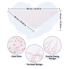 AWAYTR 3Pcs Hair Bandanas Head Kerchief for Women Girls Tie-Back Boho Hair Scarf Headband Bandana Triangle Head Scarf (Red Grid + Strawberry + Flowers)