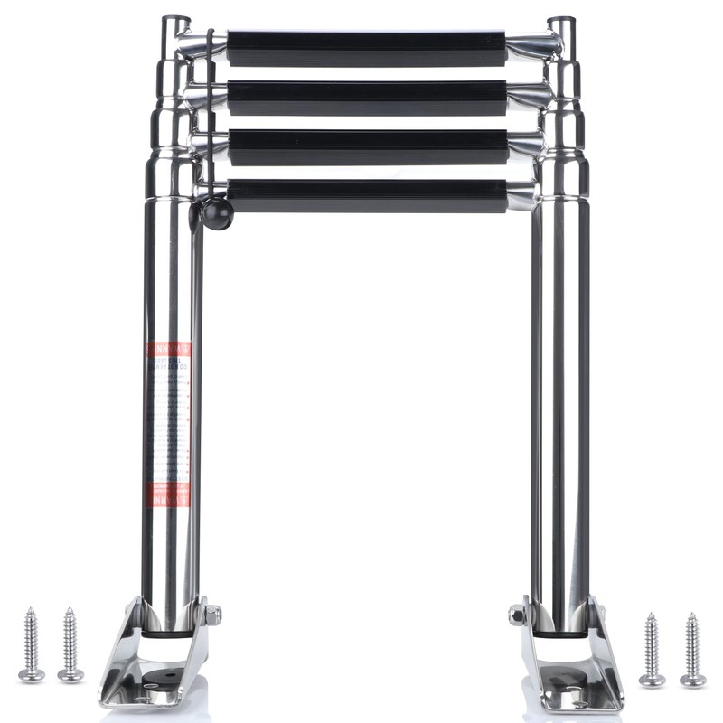 Marinebaby Heavy Duty Boat Telescopic 4 Step Ladder,Stainless Steel Swim