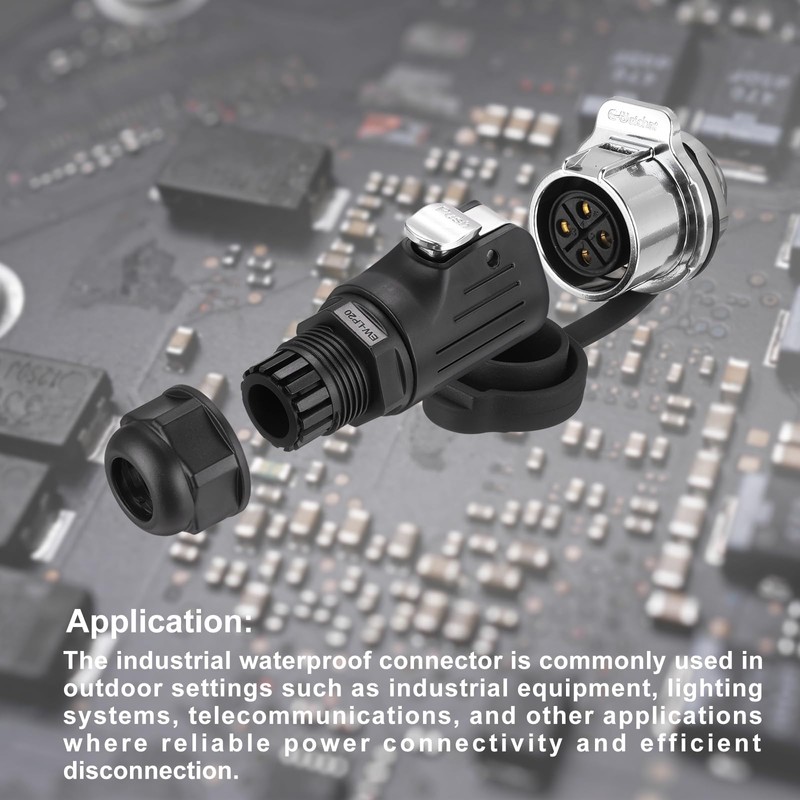 MECCANIXITY LP20 4 Pin Waterproof Connector, IP68 Circular Connectors Male