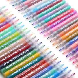 Hyrrt 48 Colors Extra Fine Tip Paint Pens Paint Markers, Premium Acrylic Paint Pens For Rock Painting, Canvas, Wood, Glass, Ceramic, Fabric, Acrylic Paint Markers Set for Painting Supplies