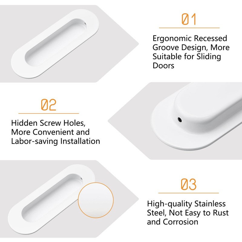 MOROBOR 4 Pack Recessed Cabinet Handles Stainless Steel Oval with