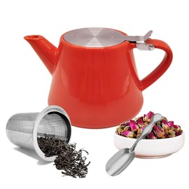 Teaknowbest loose tea pot, Ceramic teapot with infuser, 19oz Tea pot for loose leaf tea, Suitable for 2-3 people to brew tea or coffee (azure)